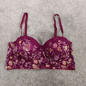 Jessica Simpson Women's Burgundy Lace Bralette Bra Size 34B Floral Bohemian Sexy